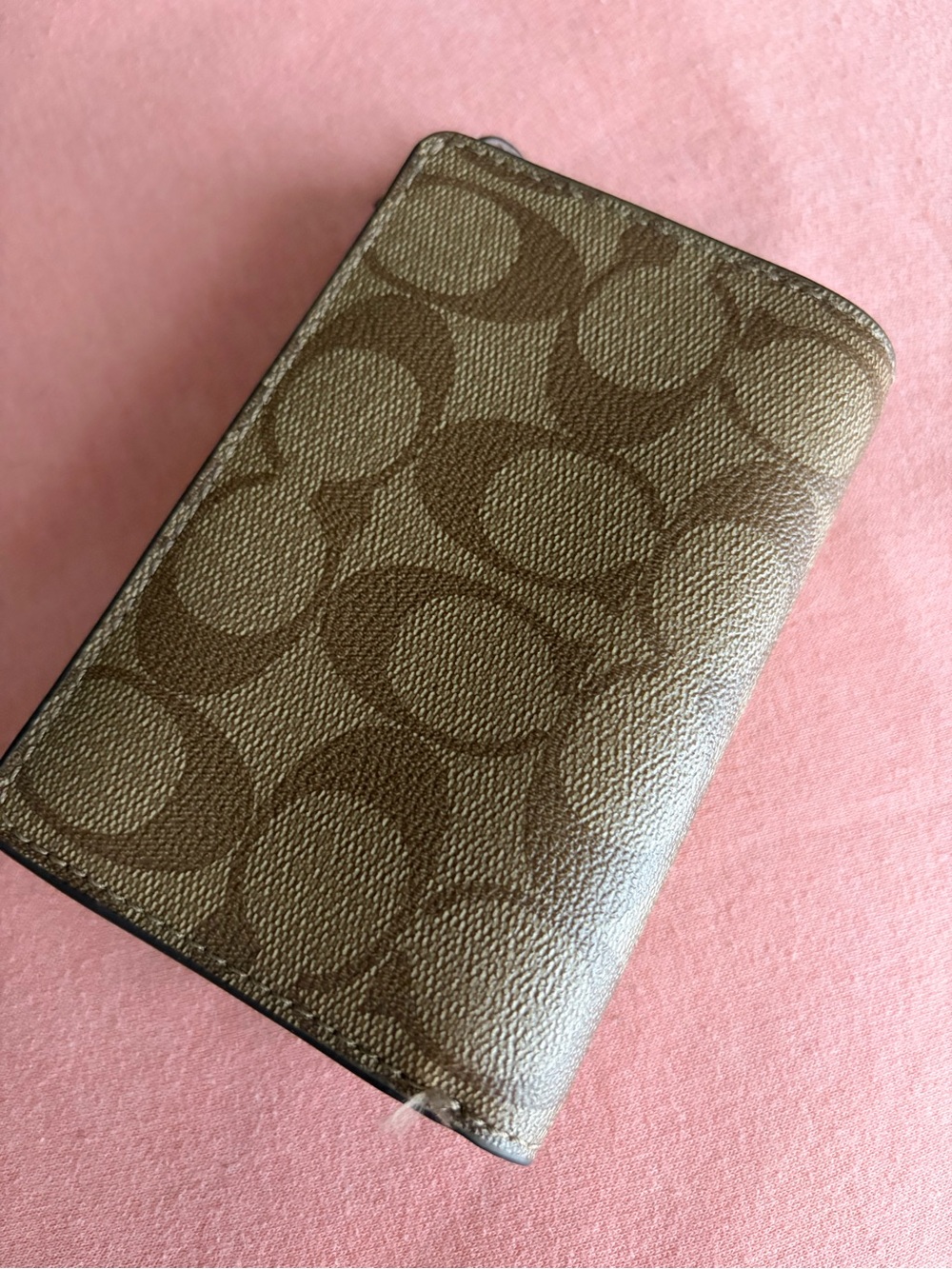 Coach Brown Signature Canvas Snap Wallet with Leather Trim - Picture 3 of 5